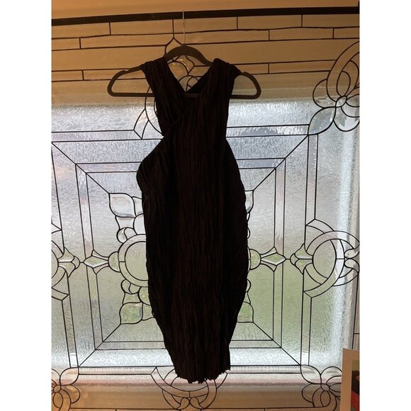 Svilu Halter Recycled Bow Back Size 8 Black Frilly Dress Newlife Polyester NWT - Picture 2 of 16